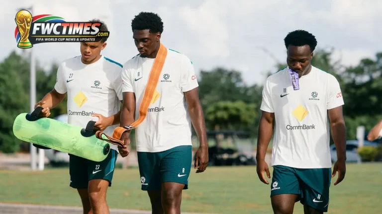 Mo Toure with Australia before the World Cup opener against Türkiye