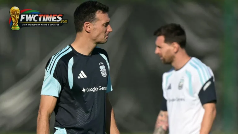 Lionel Scaloni coaching Argentina during World Cup 2026 knockout preparation