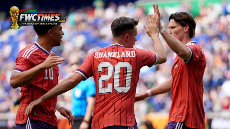 Scotland players celebrate during the 4-0 World Cup warm-up win over Bolivia
