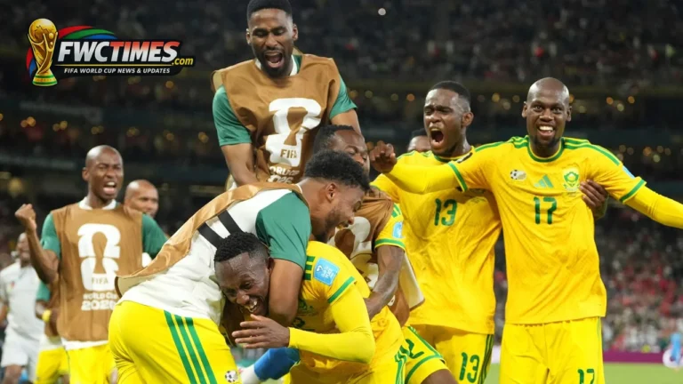 Thapelo Maseko celebrates South Africa goal against South Korea at World Cup 2026