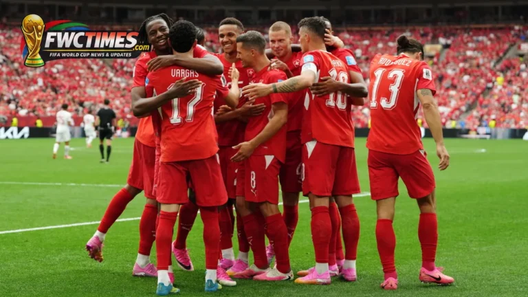 Switzerland players celebrate during their World Cup 2026 win over Canada