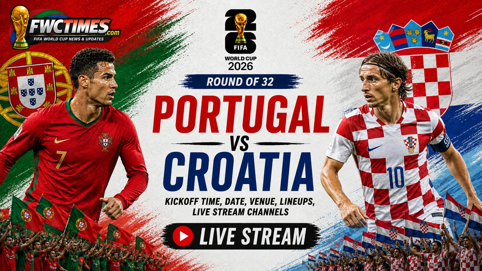 Portugal vs Croatia Kickoff Time, Date, Venue, Lineups, Live Stream Channels