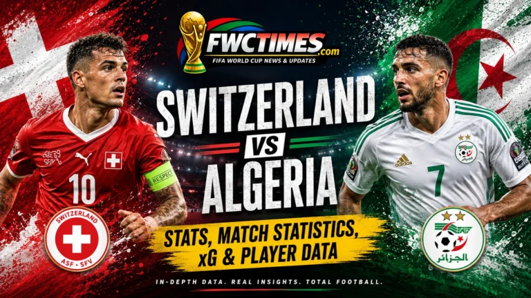 Switzerland vs Algeria Stats, Match Statistics, xG & Player Data