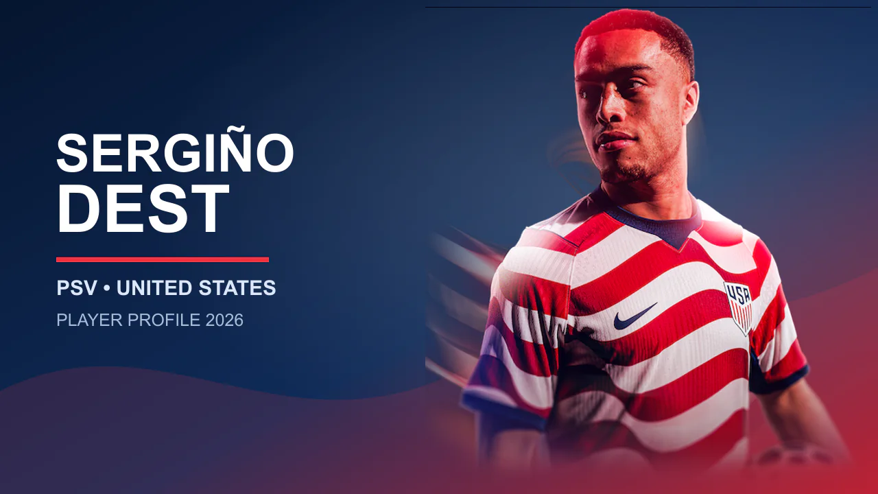 Sergiño Dest in United States kit for his PSV and USMNT profile