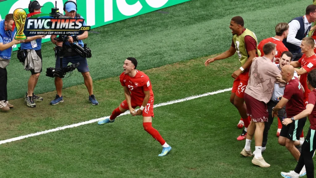 Switzerland players celebrate penalty shootout win over Colombia at World Cup 2026