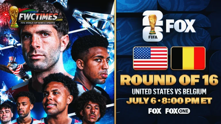 United States and Belgium players before World Cup 2026 Round of 16 match in Seattle